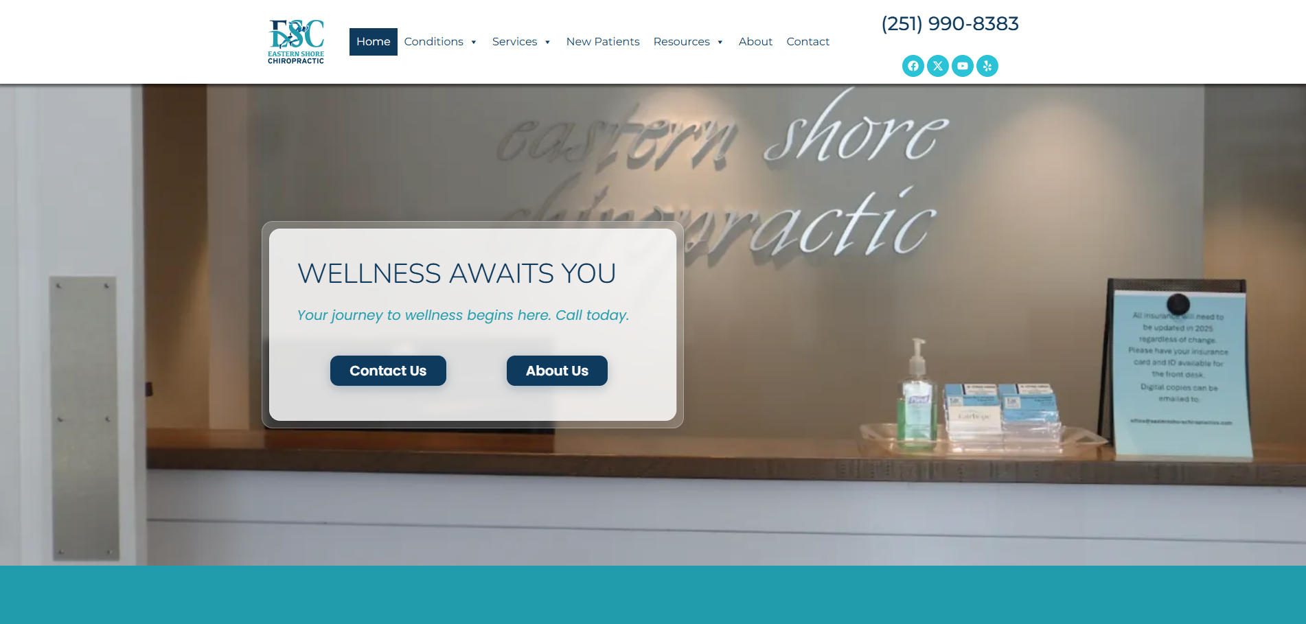 Eastern Shore Chiropractic website homepage built by Gaillard Tech Services