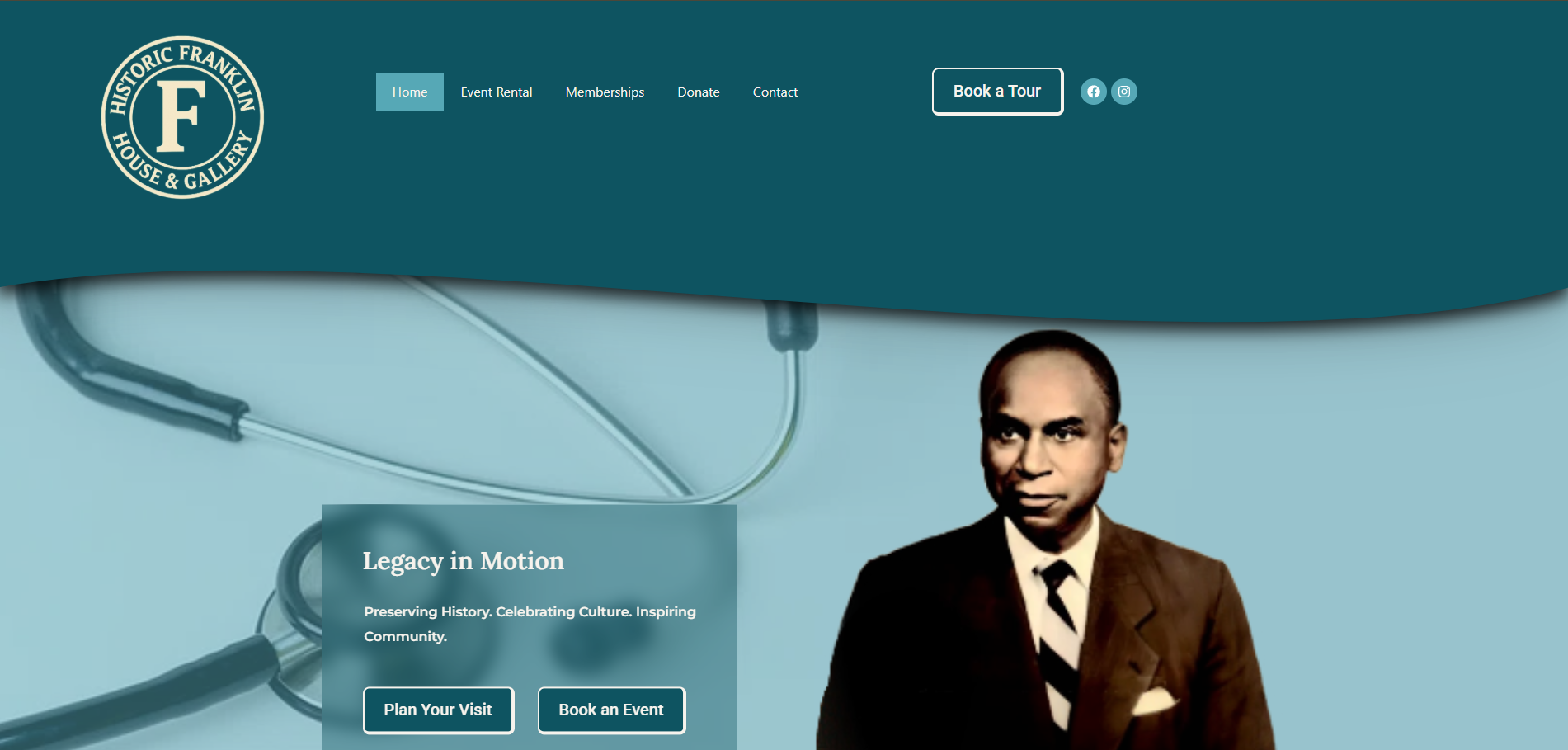 Historic Franklin House & Gallery website homepage built by Gaillard Tech Services