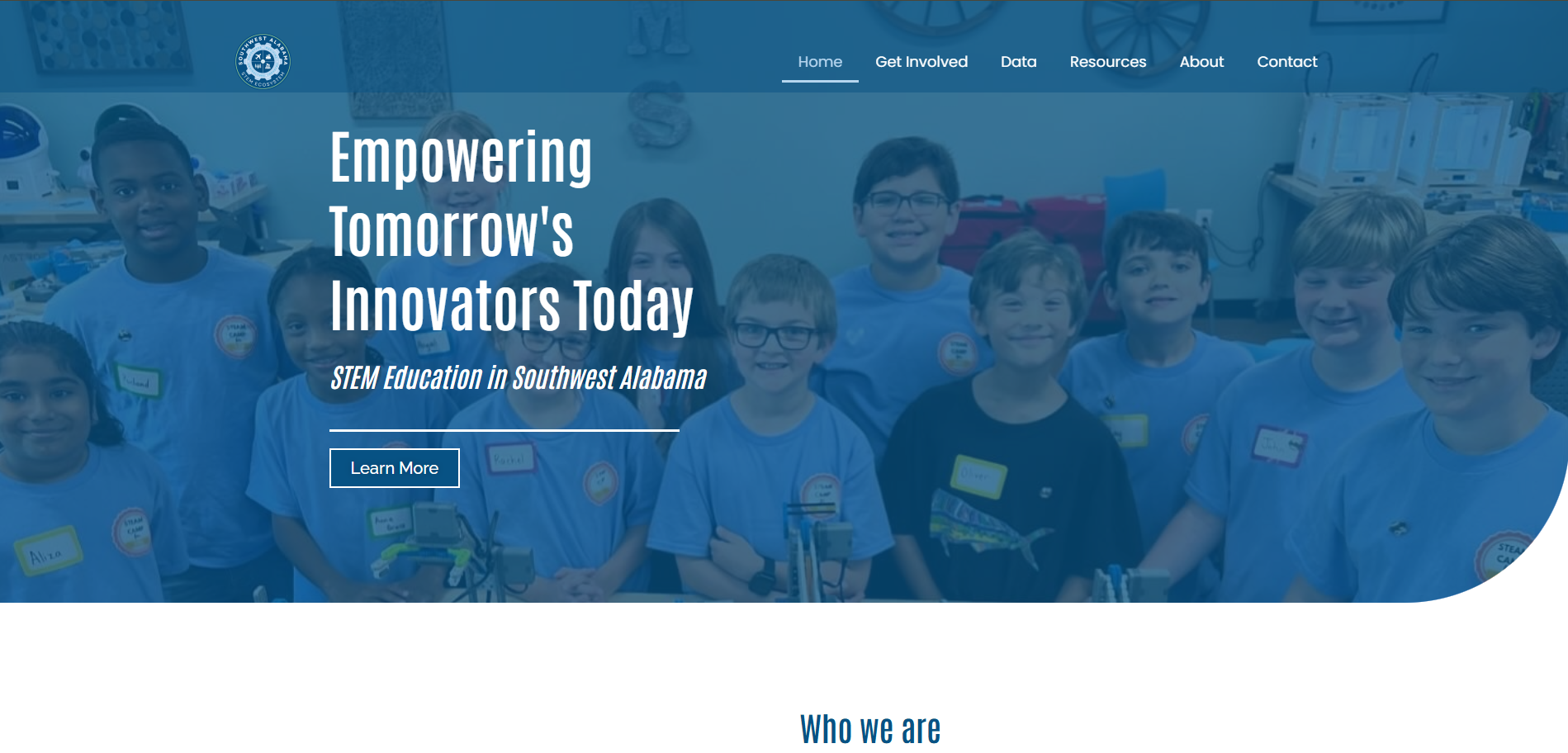 Southwest Alabama STEM Ecosystem website homepage built by Gaillard Tech Services