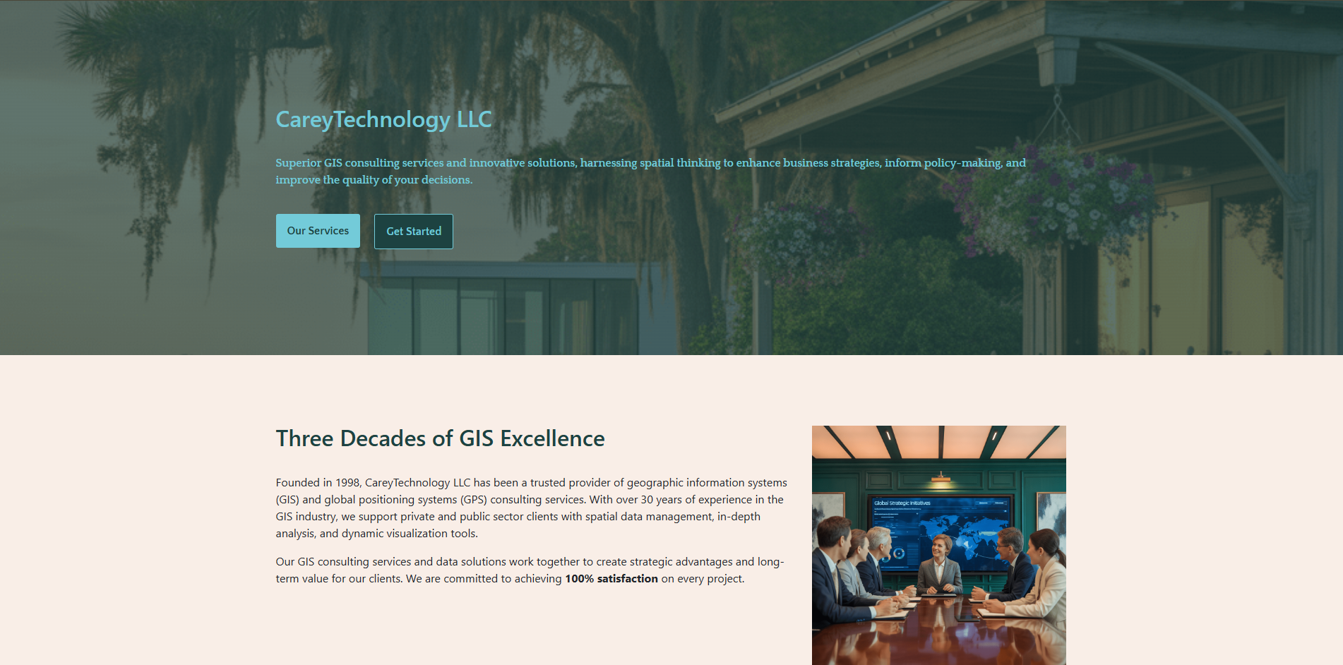Carey Technology website homepage built by Gaillard Tech Services