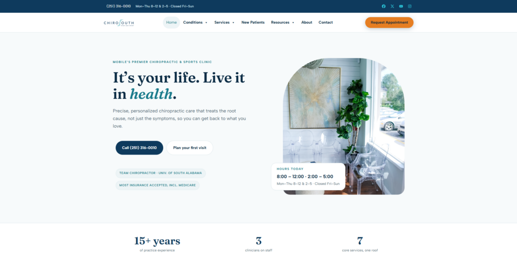 Chirosouth Spine and Sport website