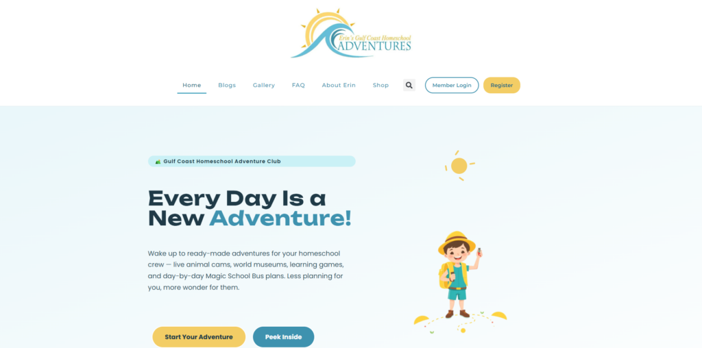 Erin's Gulf Coast Homeschool Adventures website