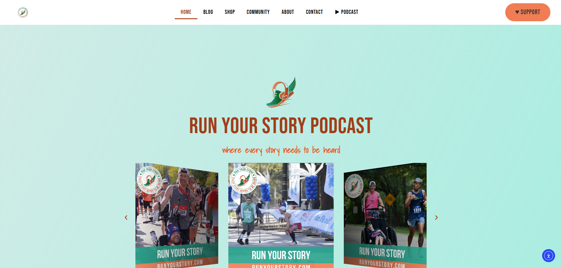 Run Your Story website homepage built by Gaillard Tech Services
