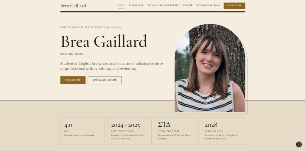 Brea Gaillard Portfolio website