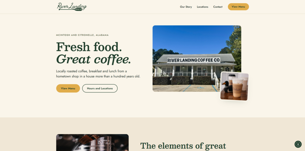 River Landing Coffee website